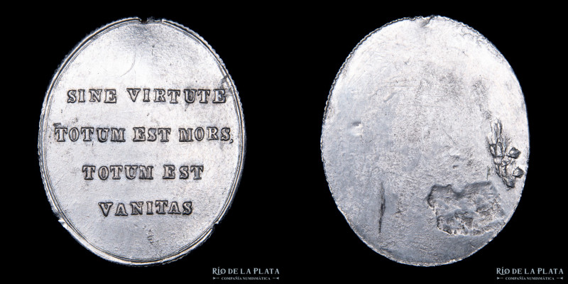 Bolivia. 1829-39. Medalla Educativa. Metal Blanco; 32x22mm; 4.9g. Canto estriado...