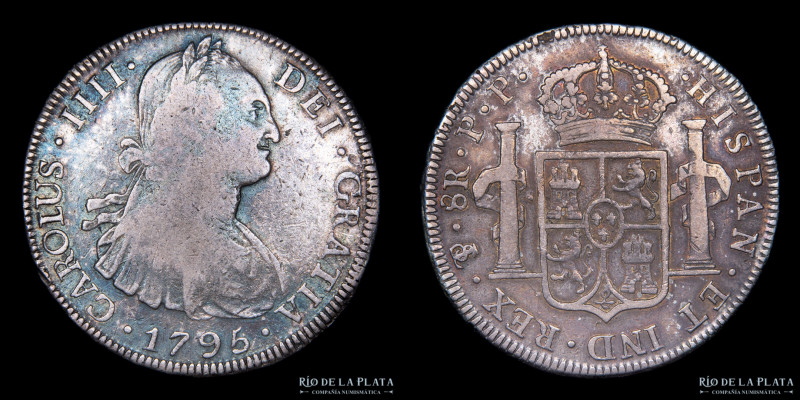 Potosí. Carlos IV (1788-1808) 8 Reales 1795 PP (Pedro Mazondo, Pedro Martin Albi...