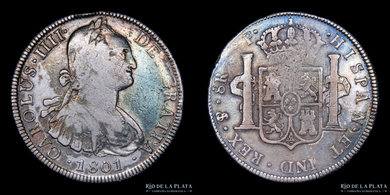 Potosí. Carlos IV (1788-1808) 8 Reales 1801 PP (Pedro Mazondo, Pedro Martín Albi...