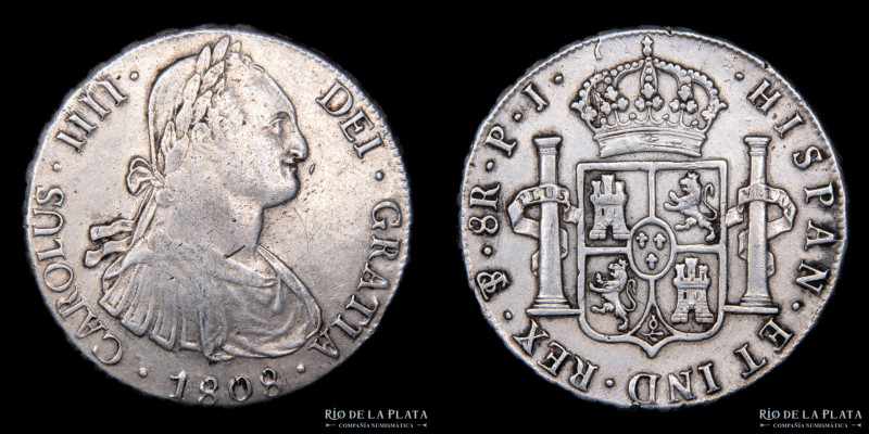 Potosí. Carlos IV. (1788-1808) 8 Reales 1808 PJ (Pedro Martín Albizu, Juan Palom...