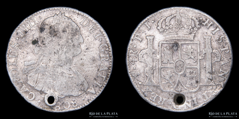 Potosí. Carlos IV. (1788-1808) 4 Reales 1808 PJ (Pedro Martín Albizu, Juan Palom...