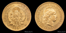 Argentina. 5 Pesos 1881 Argentino de oro. CJ 1.2