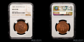 Argentina. 2 Centavos 1885. MS62 CJ 27