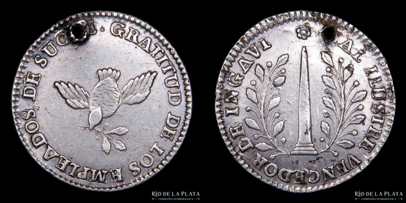 Bolivia. 1841. 1 Sol. Los empleados de Sucre. Ingavi. AG; 20mm; 3.1g. Variante d...