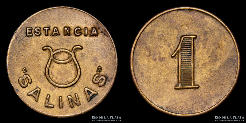 Argentina. Ficha. Valor 1. Estancia Salinas. Corrientes. Bronce; 23mm; 4.02g. (X...