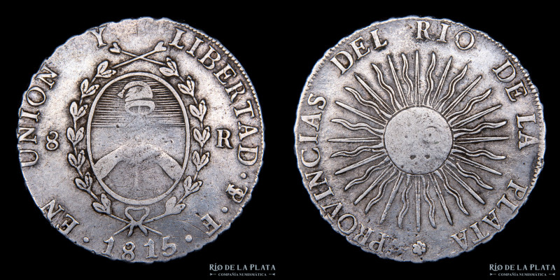 Provincias Unidas del Río de la Plata. 8 Reales 1815 F (Francisco José de Matos)...