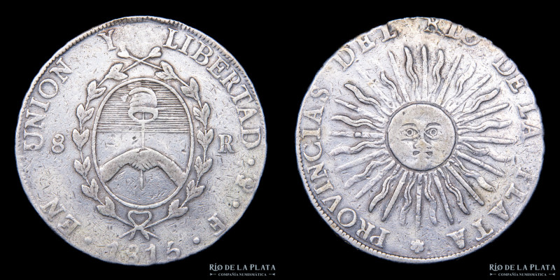 Provincias Unidas del Río de la Plata. 8 Reales 1815 F (Francisco José de Matos)...