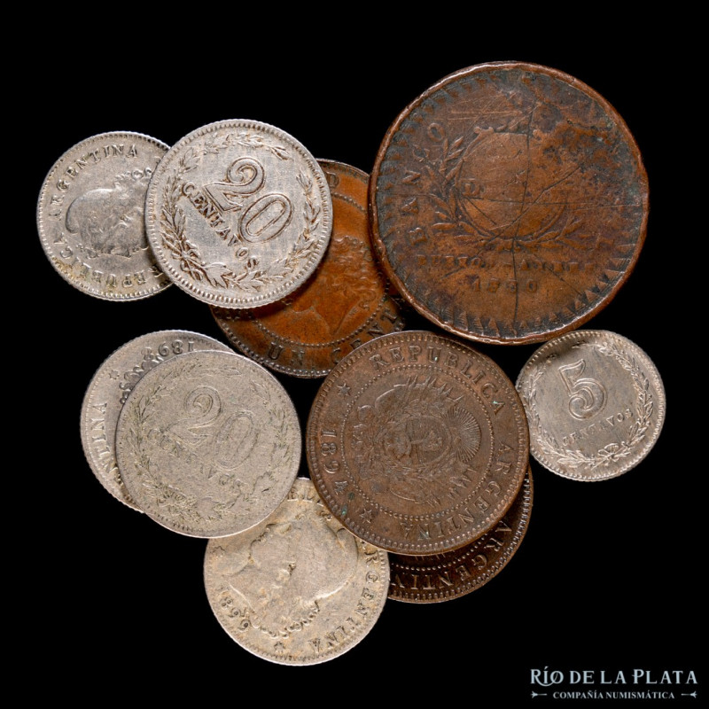 Argentina. Lote x10. Interesante lote con 10 piezas raras y escasas por su año o...