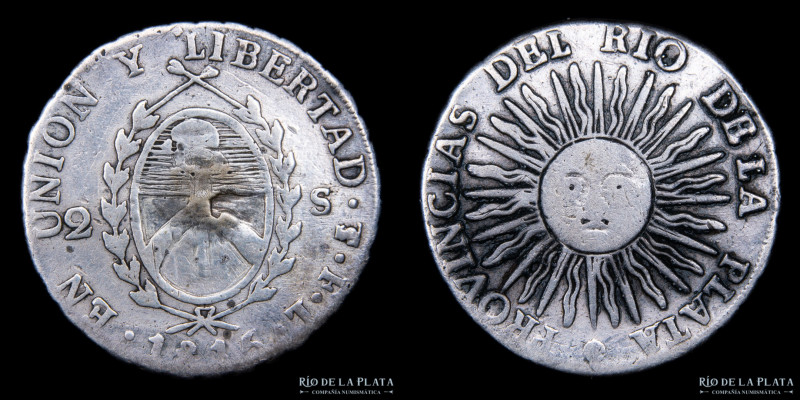 Argentina. Provincias Unidas del Río de la Plata. 2 Soles 1815 FL (Francisco Jos...