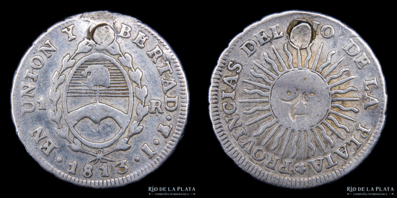 Argentina. Provincias Unidas del Río de la Plata. 1 Real 1813 J (José Antonio de...