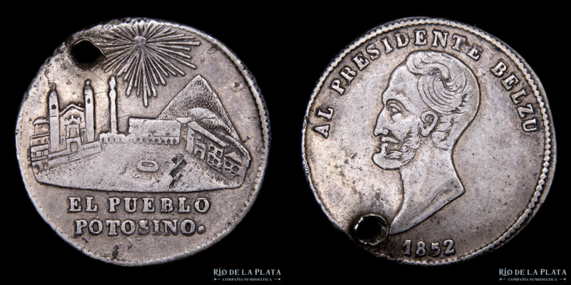 Bolivia. 1852. El Pueblo Potosino al Presidente Belzu. Vaiante. AG; 21mm; 3.6g. ...