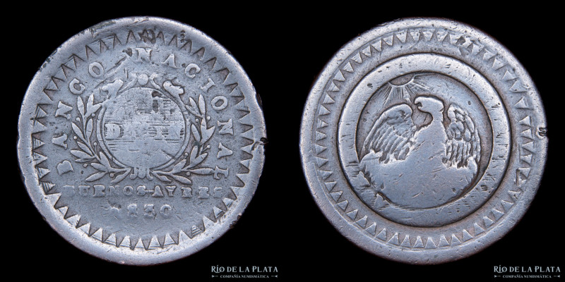 Argentina. Buenos Aires. 10 Décimos 1830. CU, 28mm; 11,5g. CJ 8.2 (A2 -R1) (F+)...