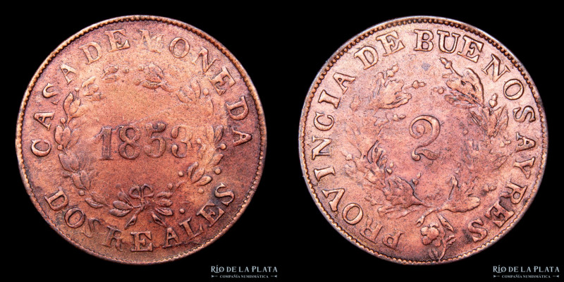 Argentina. Buenos Aires. 2 Reales 1953. CU, 32.0mm; 7.14g. CJ 18.1.1 (A2-R3); KM...