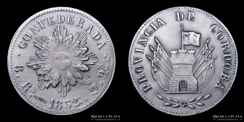 Argentina. Córdoba. 8 Reales 1852. Medalla en Alpaca; 37mm; 27.64g. (UNC) canto ...