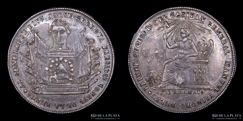 Bolivia. 1855. 2 Soles. Al Gral. Jorge Córdova. Presidente. AG; 26mm; 6.8g. A: B...