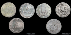 Argentina. La Rioja. Lote x3 1/2 Real 1854 B. Diferentes tipos
