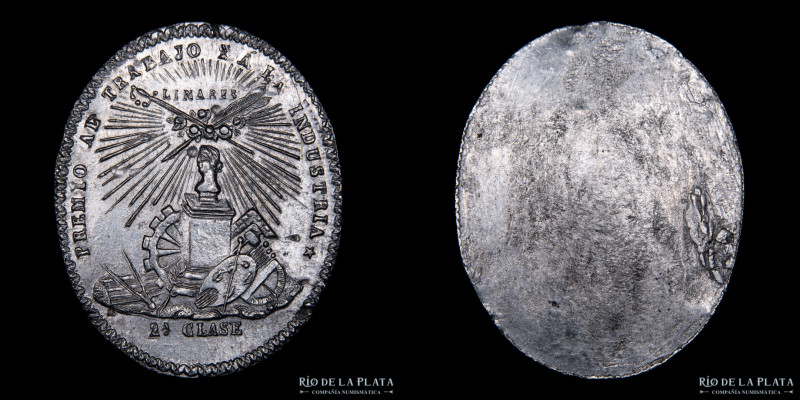 Bolivia. 1859. Premio al Trabajo y a la Industria 2nda Clase. Cliché. Metal Blan...