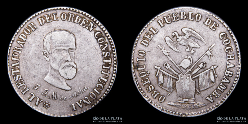 Bolivia. 1863. Cochabamba al Restaurador del Orden Constitucional. Acha. AG; 25m...