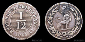 Paraguay. 1/12 Real 1845 Asuncion. KM1.2