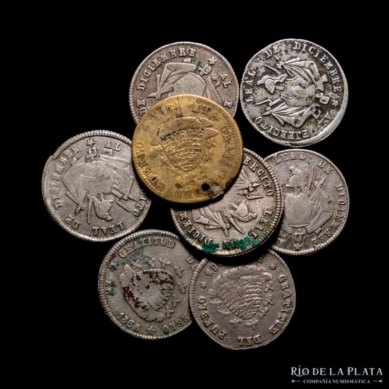 Bolivia. 1865. Al ejército leal de Diciembre. Lote x8. Variantes listadas. Inclu...