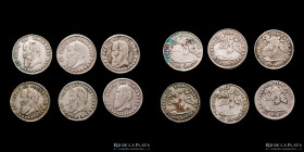 Bolivia. 1865. 1/16 de Melgarejo. Lote x6. RTB 272 a 277
