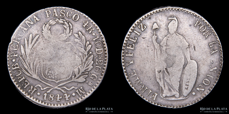 Perú. 4 Reales 1844 M. Pasco Con Peso AG.903, 34mm; 13.3g. KM151.6 (VF) 
Estima...