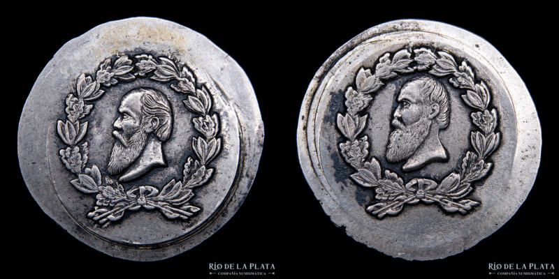 Bolivia. 1865-1869. Prueba en plata. Doble Melgarejo. AG; 26mm; 8.63g. RTB Unlis...