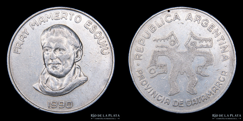 Argentina. Catamarca. 1 Esquiu 1990. Medalla monetaria. AG.900; 30.0mm; 14.93g. ...