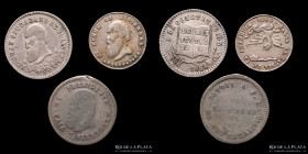 Bolivia 1868. Lote x3 1/8 y 1/16 Melgarejo. RTB 363, 364 y 376