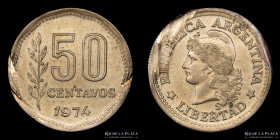Argentina. Error. 50 Centavos 1974. Dedo alimentador