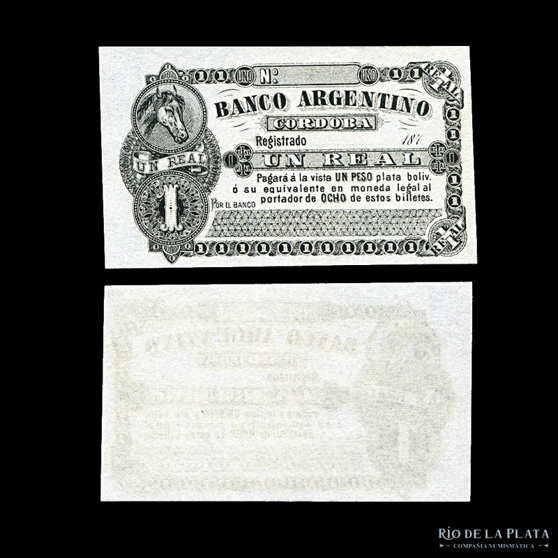 Argentina. Córdoba 1 Real 187x. Ps1742 (UNC)
Estimate: USD 150 - 250