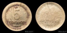 Argentina. Error. 5 Pesos 1985. Incusa y muy expandida