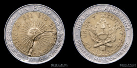 Argentina. Error. 1 Peso 1996. Cuño quebrado