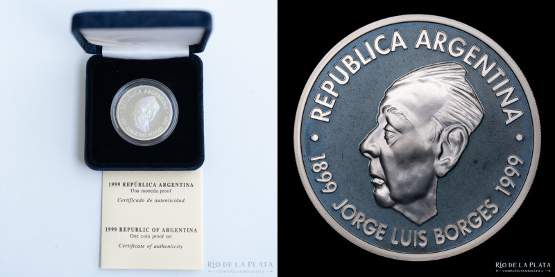 Argentina. 1 Peso 2006. 20º Aniversario fallecimiento de José Luis Borges. AG.90...