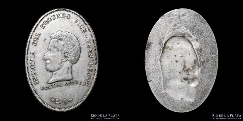 Bolivia. 1883. Medalla Vice Presidencial. José de Sucre. Único ejemplar conocido...