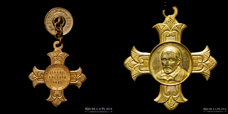 Bolivia. 1885. Medalla Sociedad de Socorros Mutuos. Bronce; 34x33mm; 6.7g. A: Me...