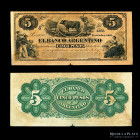 Argentina. Rosario. 5 Pesos 1866 Remainder. Ps1526