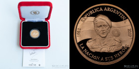 Argentina. 5 pesos 2007. Gesta de Malvinas. Oro