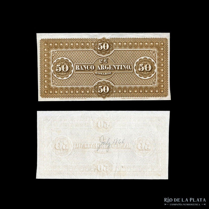 Argentina. Santa Fe. Prueba reverso 50 Pesos 1866. Unifaz. Ps1534 (UNC)
Estimat...