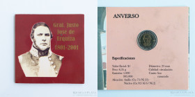 Argentina. Blister J.J. Urquiza. 1 Peso 2001. CJ BL40