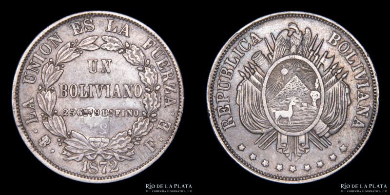 Bolivia. 1 Boliviano 1872. AG.900, 30mm; 25,0g; KM155.4

Estimate: USD 25 - 50