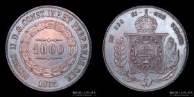 Brasil. Error. 1000 Reis 1865. Acuñada en Cobre. KM465
