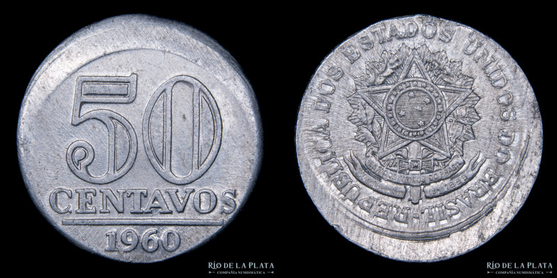 Brasil. Error. 50 Centavos 1960. Descentrada. AL; 22mm; 1.74g. (XF)

Estimate:...
