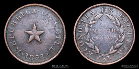 Chile. 1/2 Centavo 1851. KM119.3
