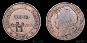 Chile. 1/2 Centavo 1883. Contramarca H.