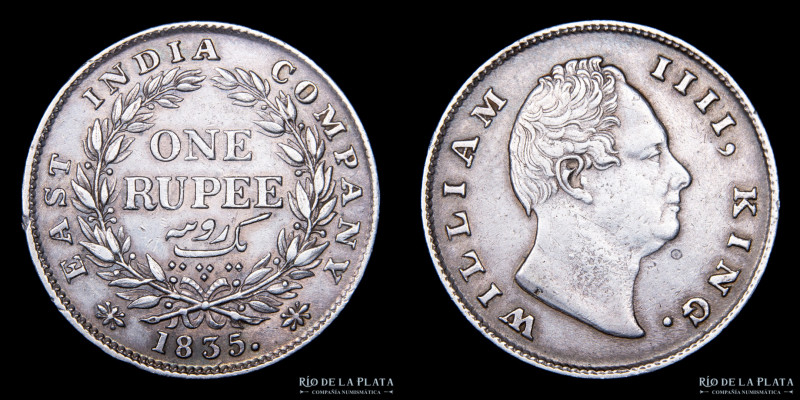 India Británica. William IV (1830-1837) 1 Rupee 1835. Ceca de Calcuta. AG.917; 3...