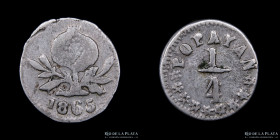 Colombia. 1/4 Decimo 1865. KM143.1