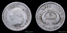 Colombia. 5 Centavos 1879. Canto Liso. Bogota. KM174a.1