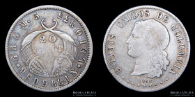 Colombia. 20 Centavos 1882. KM178.1