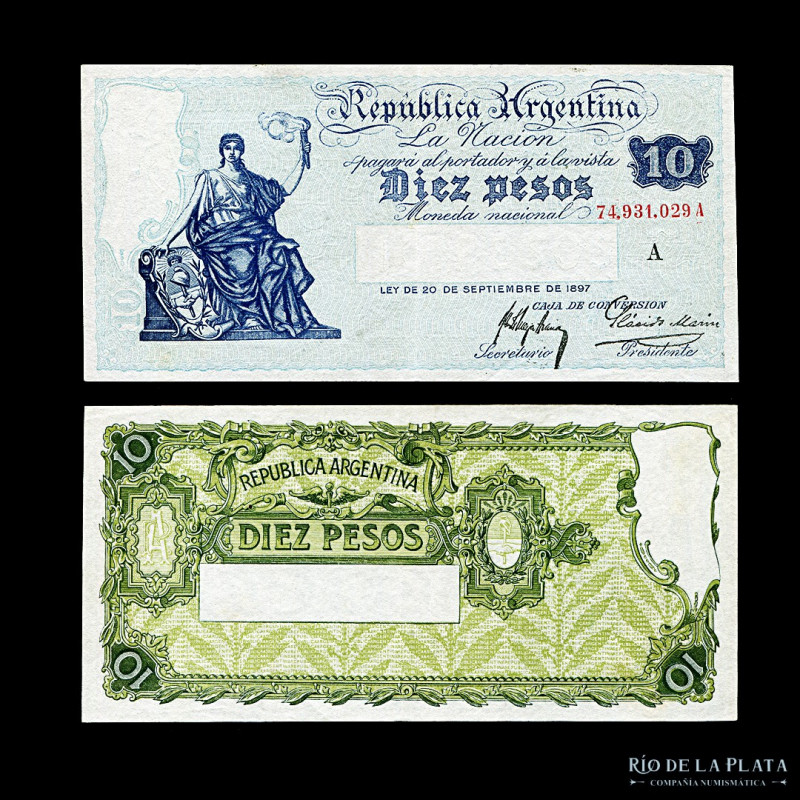 Argentina. Caja Conversión. 10 Pesos 1923. Firmas: Meyer Arana - Marin. Col 371d...